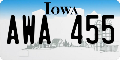 IA license plate AWA455