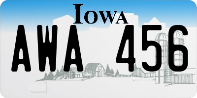 IA license plate AWA456