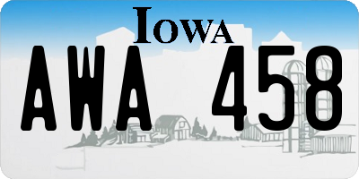 IA license plate AWA458