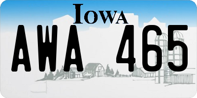 IA license plate AWA465