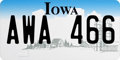 IA license plate AWA466