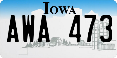 IA license plate AWA473
