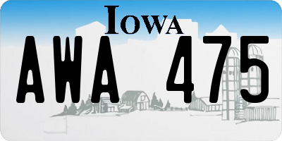 IA license plate AWA475