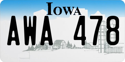 IA license plate AWA478