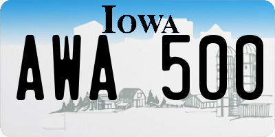 IA license plate AWA500