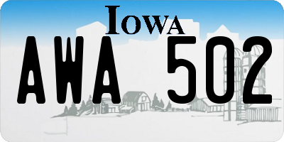 IA license plate AWA502