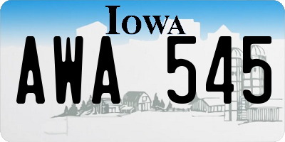 IA license plate AWA545