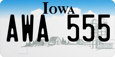 IA license plate AWA555