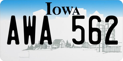 IA license plate AWA562