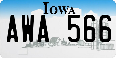 IA license plate AWA566