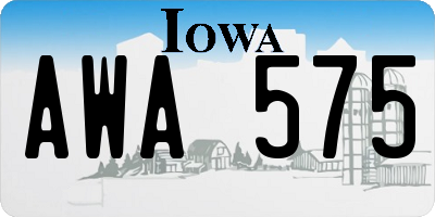 IA license plate AWA575