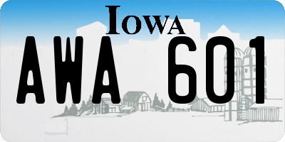 IA license plate AWA601