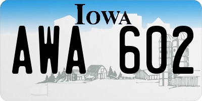 IA license plate AWA602