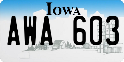 IA license plate AWA603
