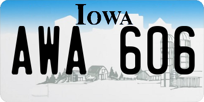 IA license plate AWA606