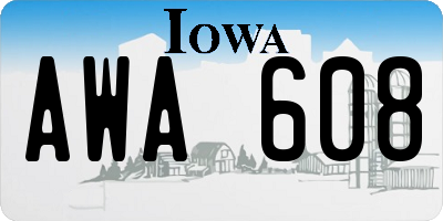 IA license plate AWA608