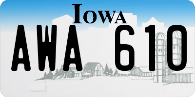 IA license plate AWA610
