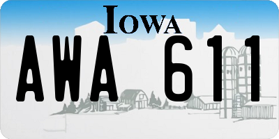 IA license plate AWA611