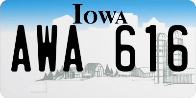 IA license plate AWA616