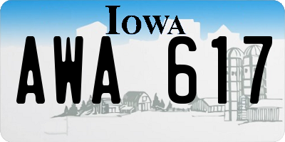 IA license plate AWA617
