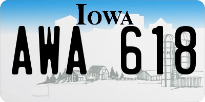 IA license plate AWA618
