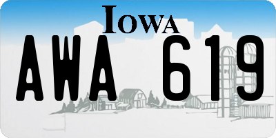 IA license plate AWA619