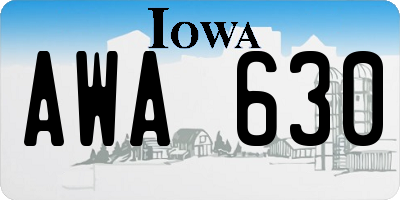 IA license plate AWA630