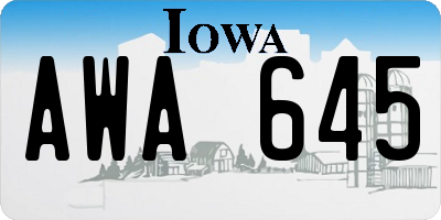 IA license plate AWA645