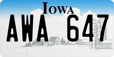 IA license plate AWA647