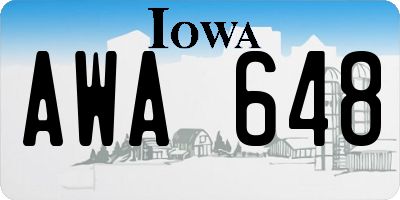 IA license plate AWA648