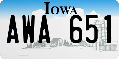 IA license plate AWA651