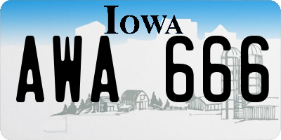 IA license plate AWA666