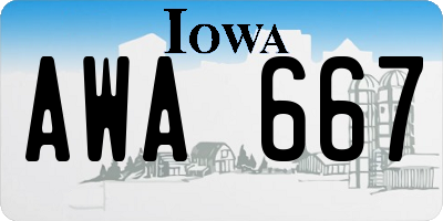 IA license plate AWA667