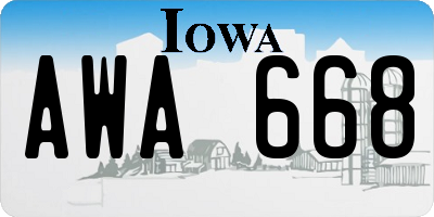 IA license plate AWA668