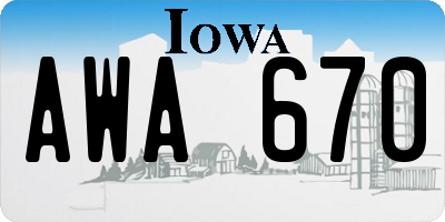 IA license plate AWA670