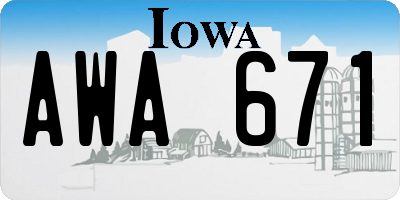 IA license plate AWA671