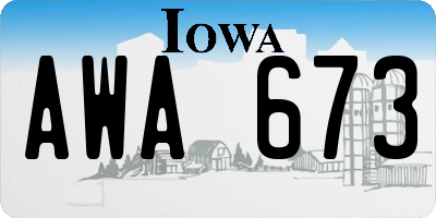 IA license plate AWA673