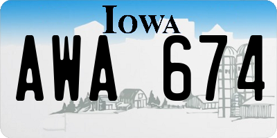 IA license plate AWA674