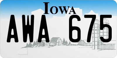 IA license plate AWA675