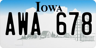 IA license plate AWA678
