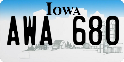 IA license plate AWA680