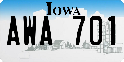 IA license plate AWA701