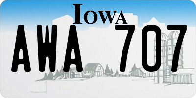 IA license plate AWA707
