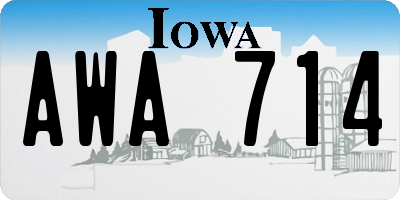 IA license plate AWA714