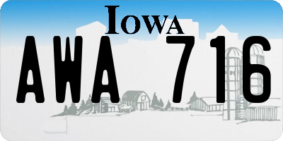 IA license plate AWA716