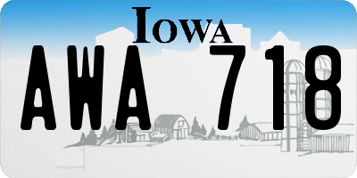 IA license plate AWA718