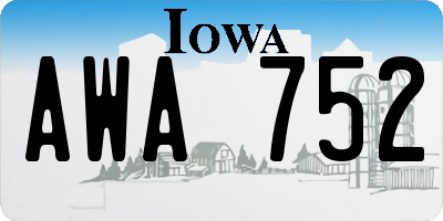 IA license plate AWA752