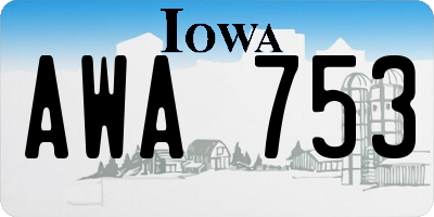 IA license plate AWA753