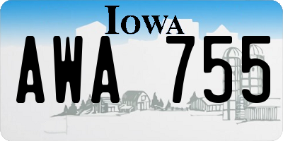 IA license plate AWA755