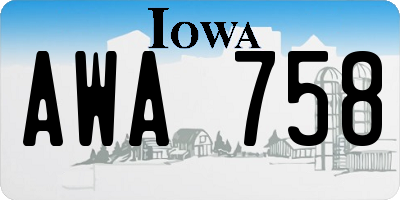 IA license plate AWA758